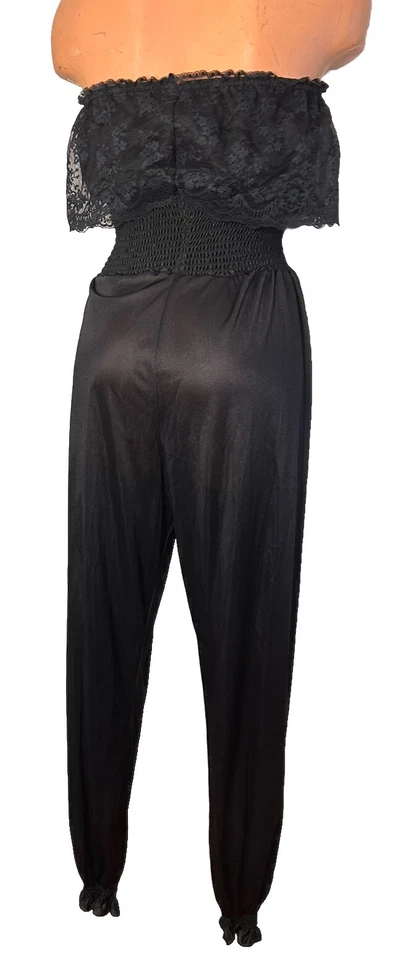 Mono Lencería De Colección Años 80 Undercover Wear Negro Encaje Volantes Nylon Talla Pequeña Foto 4 de 4