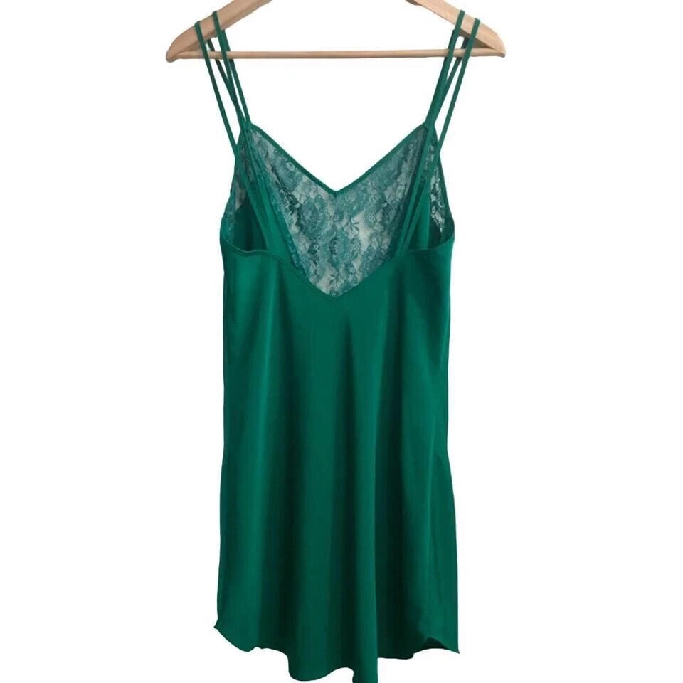 UNDERCOVER Abito slip vintage anni 80 Victoria’s Secret etichetta oro verde blu pizzo taglia M