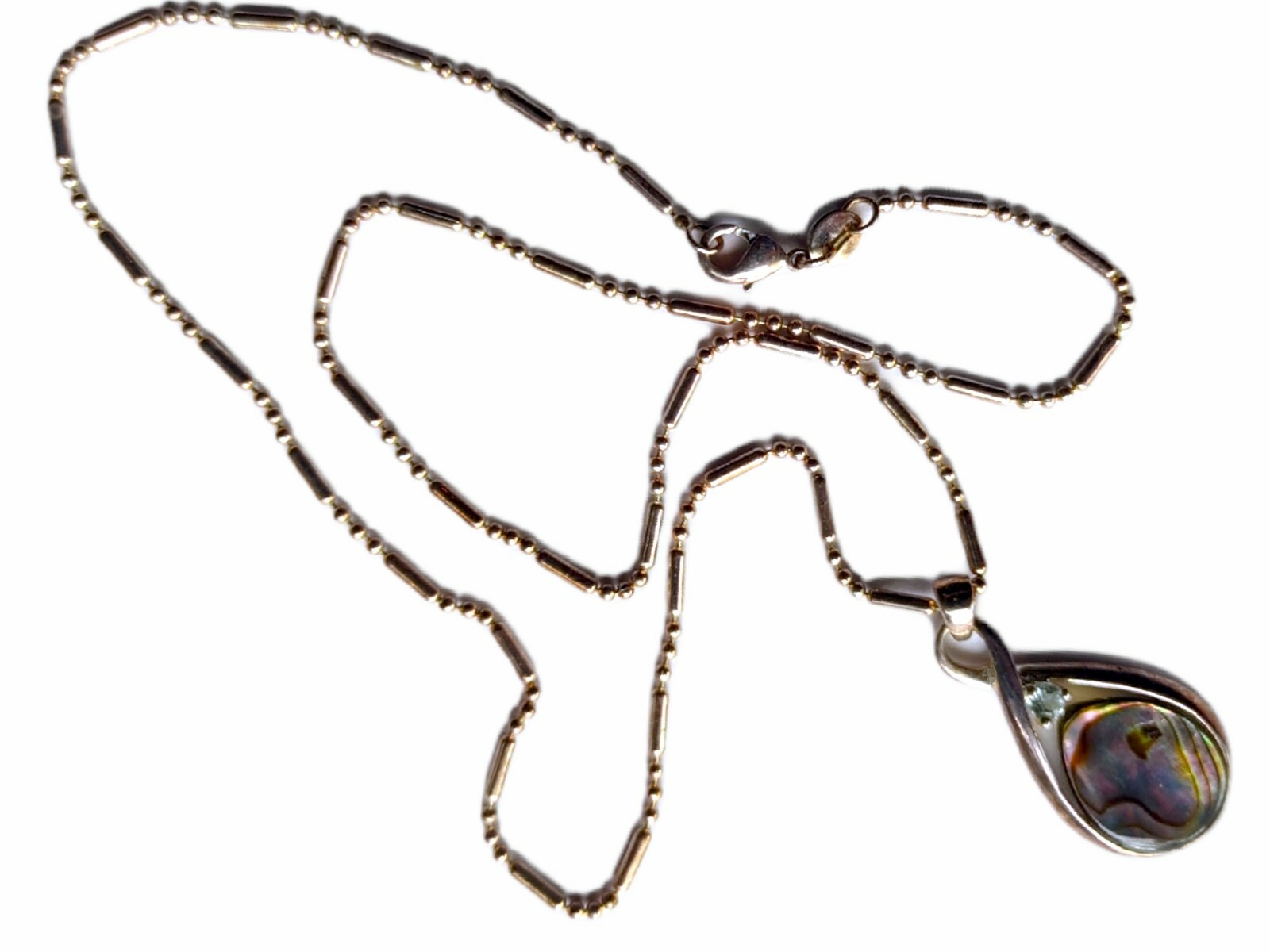 Sterling Silver Necklace- Abalone Shell Pendant - image 3