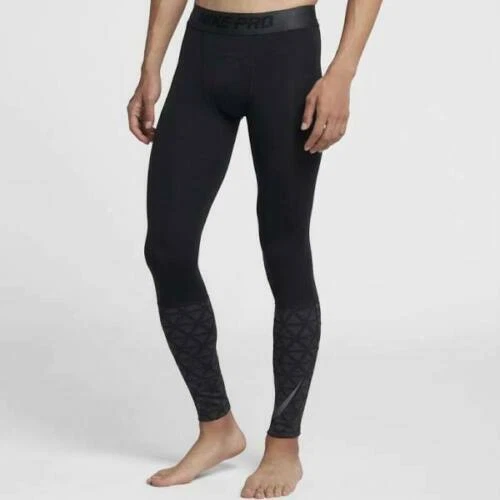 NIKE PRO DRI FIT MENS UTILITY THERMA TRAINING TIGHTS BLACK /GRAY SZ S #CJ5143-NW