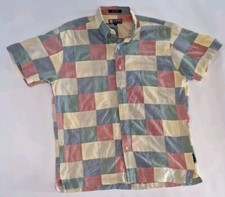 Chaps Ralph Lauren Patchwork Vintage Cotton Dress Shirt Mens Large Preppy Beach