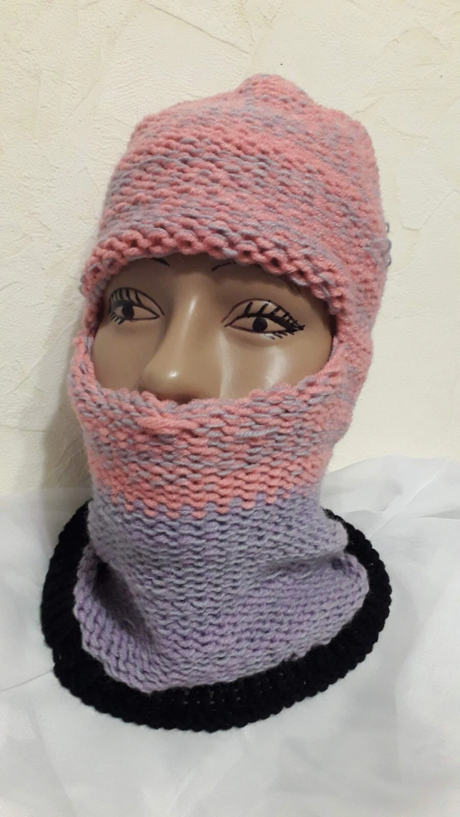 New Handknit Wool Blend Balaclava Hat Cap