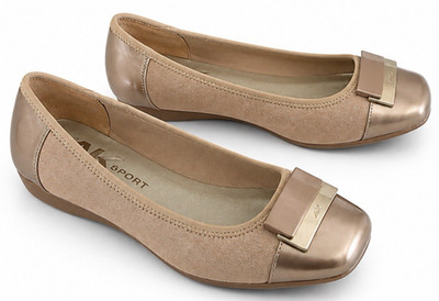 Anne Klein AK Sport Women s Metallic Champagne Flats Akuna Square Toe Shoes 8.5