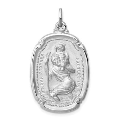 Sterling Silver Saint Christopher Pendant Travel Protection Religious Necklace