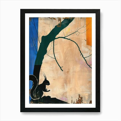 Eichhörnchen 4 ausgeschnittene Collagen Kunstdruck gerahmtes Wandbild Poster Leinwanddruck Bild