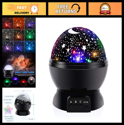 Kids Nebula Night Light Projector - 360° Rotation, 12 Color LED, USB Powered, Gi