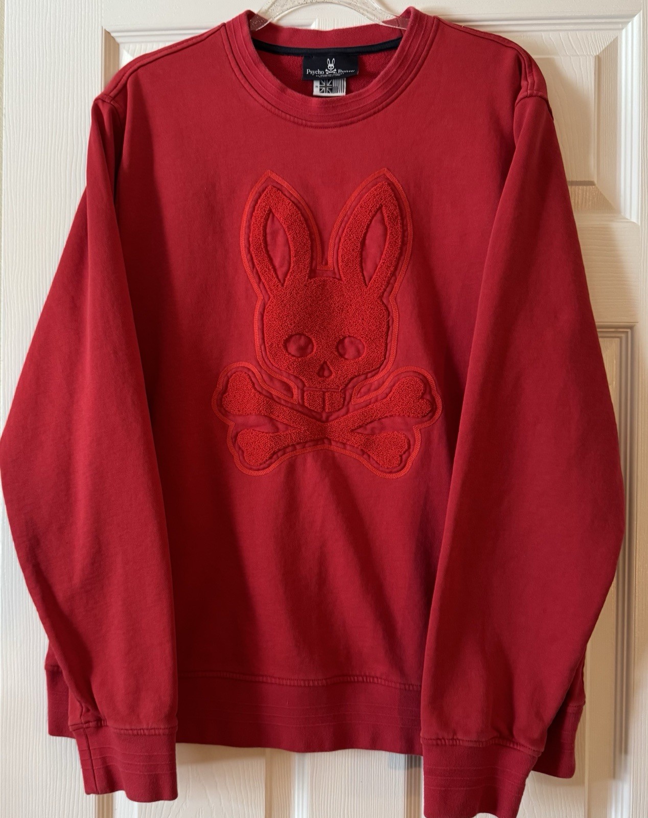 Psycho Bunny Red Wayne Chenille Patch Sweatshirt … - image 1