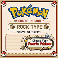Rock Pokemon Vinyl Stickers, Kanto - Waterproof Choose Your Favorite Character
