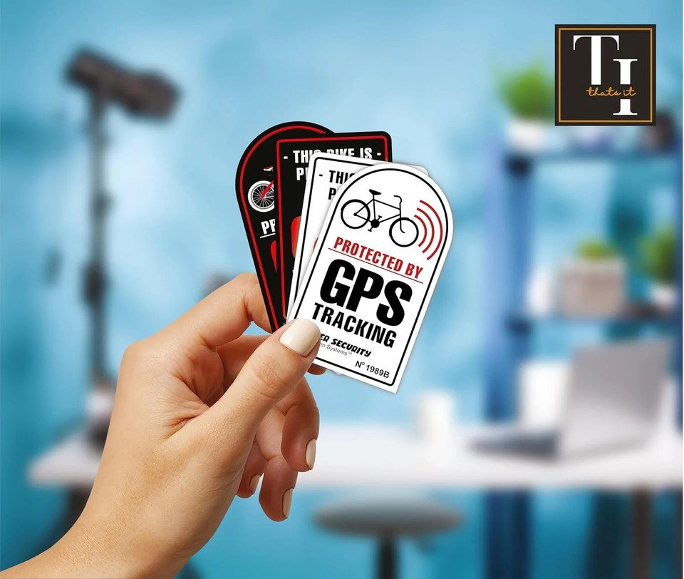 Bike Security Racking ! Bike Safety Stickers Warning GPS Tracker Alarm Bike Protected ...