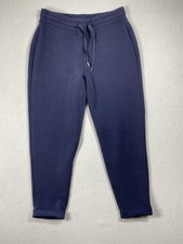 Spanx Air Essentials Tapered Pants Women L Blue Stretchy Soft Sweats Cuffed