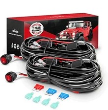 2PCS 16AWG LED Light Bar Wiring Harness Kit - 2 Leads 12V On Off Switch Power Re