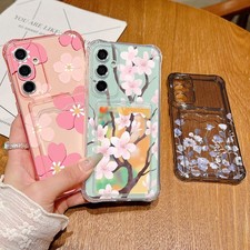 Card Slot Flower TPU Case For Samsung S26 S25 Ultra S24 S23 FE A57 A56 A55 Cover