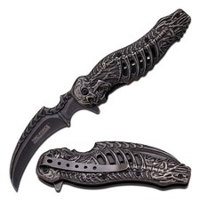 Tac-Force Spring Assisted Knife w/Stonewashed Stainless Steal Handle Pocket Clip