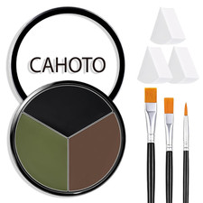 Black Brown Green 3 Colors Face Body Paint with Sponge Brush