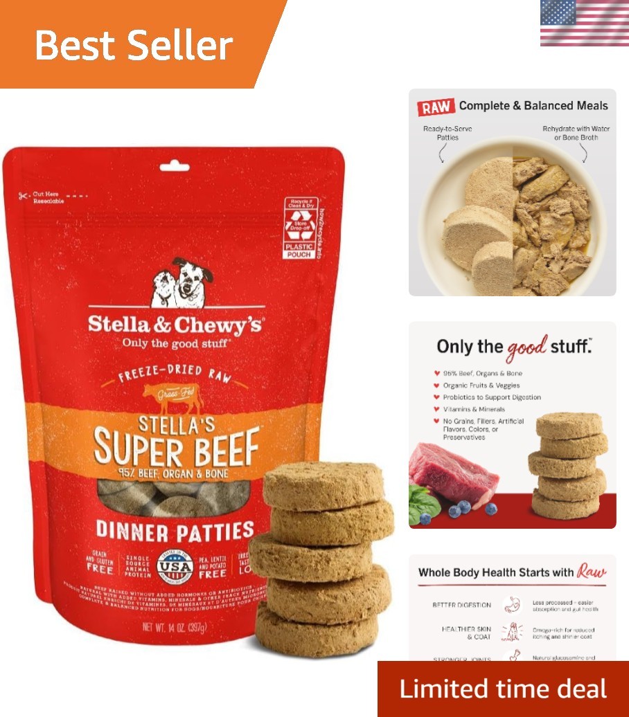 Freeze-Dried Raw Dinner Patties - Beef Recipe - High Protein Grain-Free Puppy...