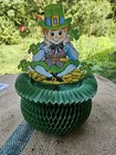 Vintage Leprechaun Pot of Gold Honeycomb Tissue Beistle St Patrick's Decoration  — photo 1