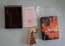 Silver match MASAI ANCIEN BRIQUET VINTAGE TETE Cougar lion  doré avec boite NEUF