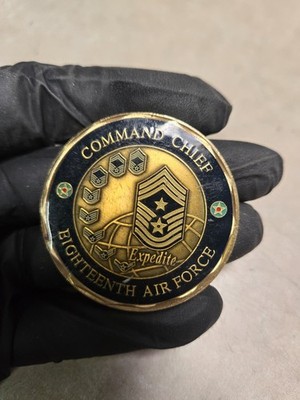 Genuine Rare Eighteenth Air Force Challenge Coin 18th 18 AF - Command Chief