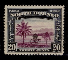NORTH BORNEO GVI SG344 var, 1947 20c damaged to bar at left, FINE USED.