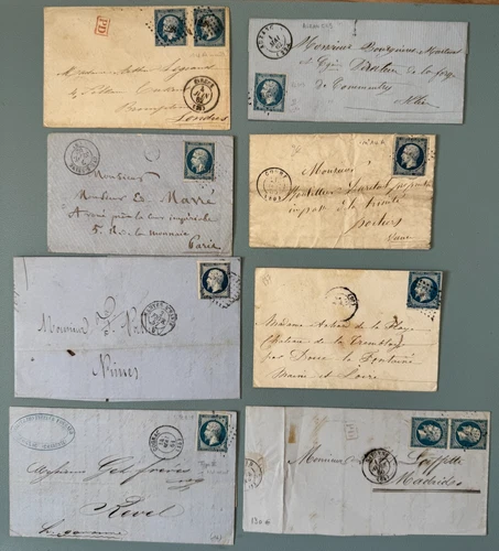 Lot 8 Napoleon III Letters 20c Blue YT 14 France Empire 19th Century—Lot 30