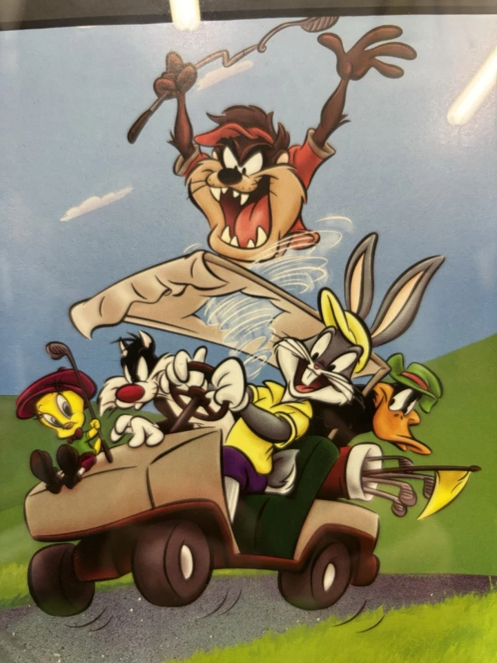Arte de golf Looney Tunes To The 19th Hole Taz Bugs Piolín Warner Bros con certificado de autenticidad Foto 3 de 4