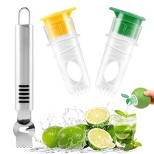 2 Pcs Lemon Squeezer with Grater,Manual Citrus 2 pcs, Yellow Green Silver