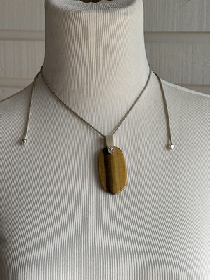Kendra Scott Inez Tiger's Eye Silver Toned Pendant adjustable size Necklace