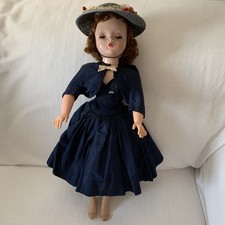 Madame Alexander C 1957 Cissy Red Head 20" Doll Navy Taffeta Dress  Hat