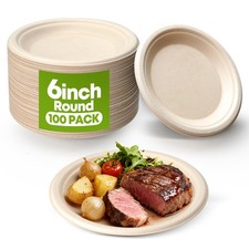 W Y 100 Pack 6 Inch Disposable Small Paper Plates,Heavy Duty Dessert Plates -...