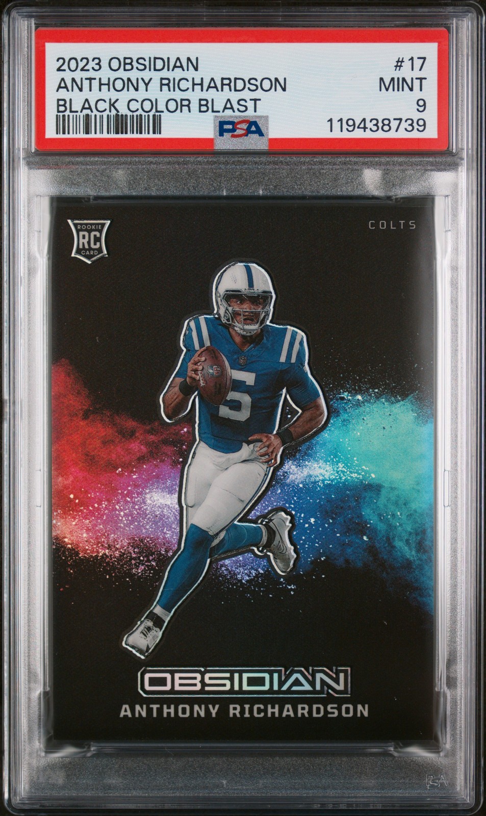 2023 PANINI OBSIDIAN BLACK COLOR BLAST #17 ANTHONY RICHARDSON PSA 9