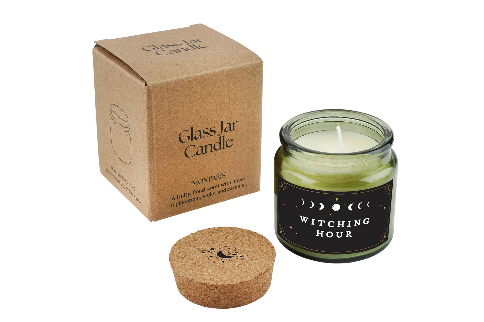 Green Jar Candle ""Witching Hour"" Scented, Halloween Decor Gift