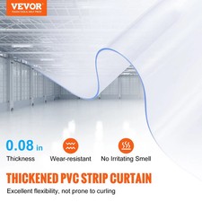 Clear PVC Strip Curtain, 50 ft Length x 8 in Width, Plastic Door Strip Bulk Roll