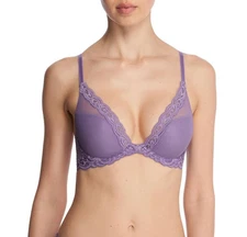 Natori L3566 Womens Purple Haze Feathers Contour Plunge Bra Size 38DD