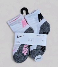 NIKE Girls Socks Ankle Cushioned School Kids Everyday 6 Pair Shoe 10C-3Y