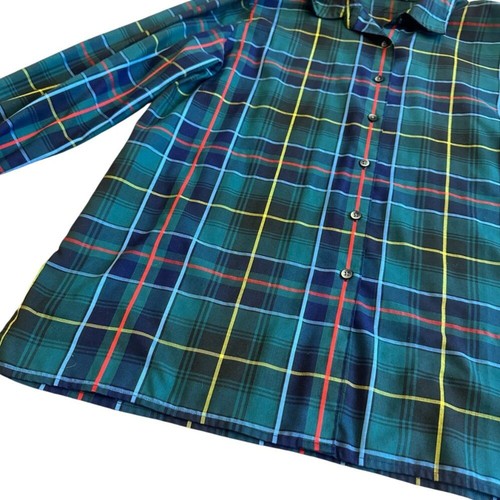 Foxcroft Green Plaid Button-Down Shirt Long Sleeve Cotton Blend Size 14 Women's - Picture 5 of 11