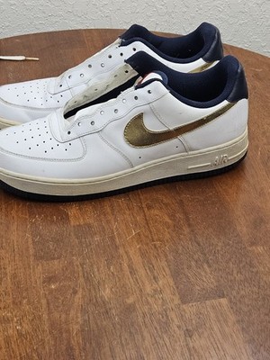 Nike Air Force 1  82 AF-1 White Gold Obsidian Men s 11.5 315122-171 Y2K 2008