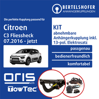 für Citroen C3 Fliessheck III Typ SX 07.2016-Jetzt AHK Abn +13Pol Sp. E-Satz EBA