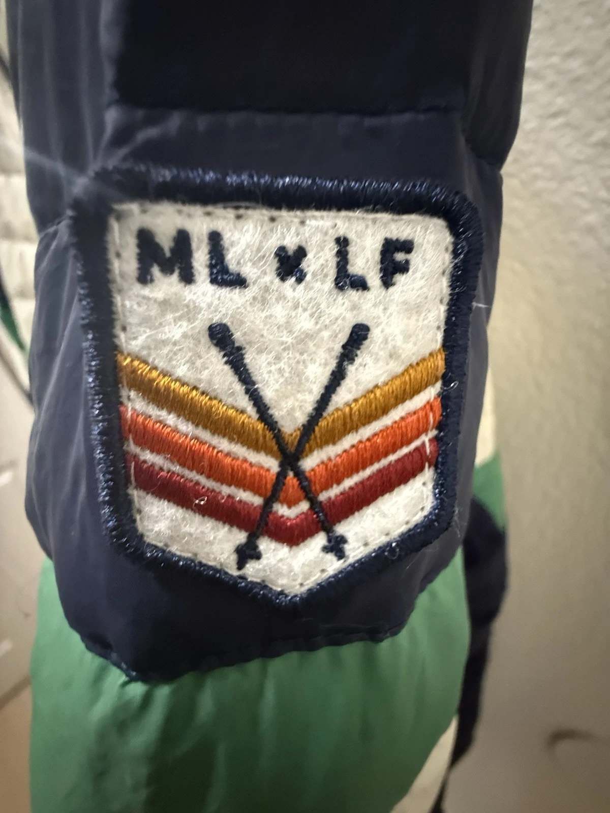 Marine Layer x Lost & Found Men’s XL Hooded Colorblock Down Full Zip Puffer - product detail image 2