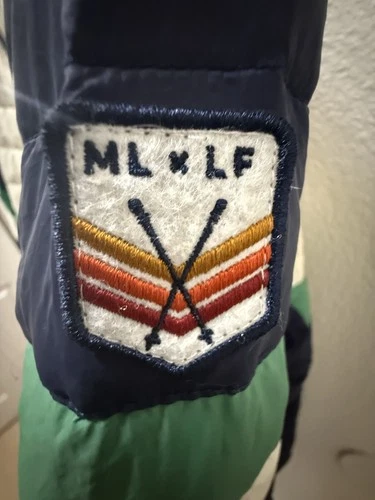 Marine Layer x Lost & Found Men’s XL Hooded Colorblock Down Full Zip Puffer image 2