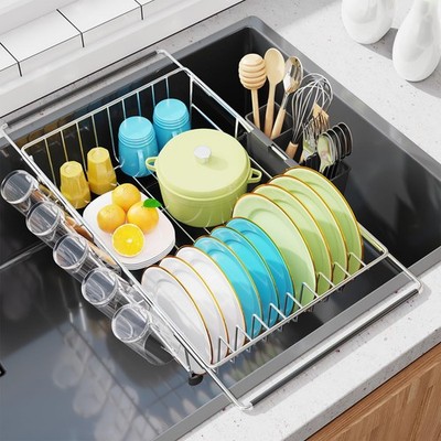 Simple Trending Expandable Dish Drying Rack in Sink, Adjustable Dish Drainers...