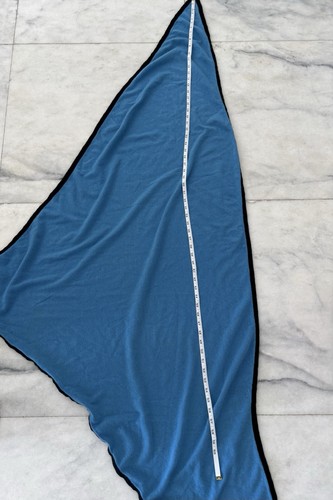 Vintage Sonia Rykiel Paris Scarf Cashmere Blue Black Trim Scotland - Picture 7 of 8