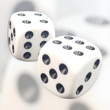 Large 25mm D6 Jumbo Dice, Set of 27, White with Black Pips
