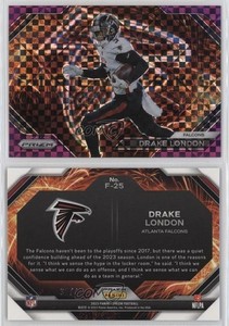 2023 Panini Prizm Fireworks Purple Power Prizm /49 Drake London #F-25