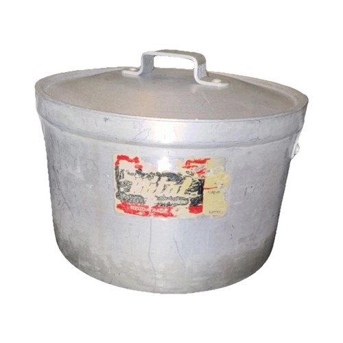 Vintage Metal Aluminum Stockpot With Lid Silver Round Gas Electric Compatible