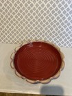 Tumbleweed Pottery Pie Plate Cranberry Red w/ Scalloped Edges