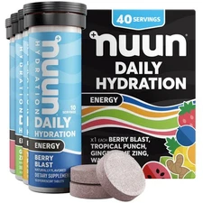 Nuun Energy Electrolyte Tablets with Ginseng Caffeine from Green Tea Extract ...