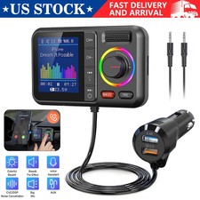 1.8" Bluetooth 5.0 FM Car Transmitter QC3.0 Fast Charger USB/TF/AUX Hands-Free