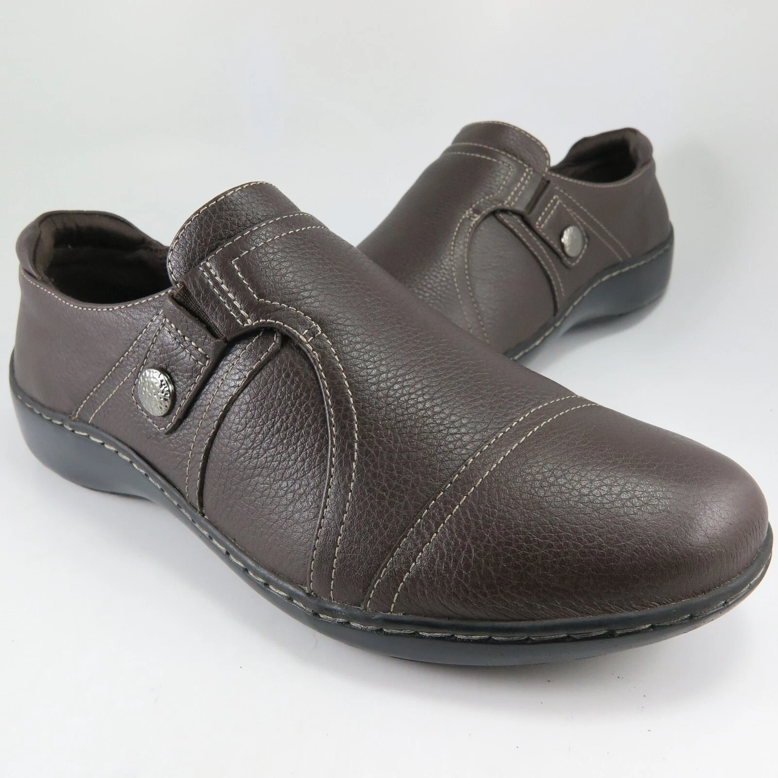 Mocassini Clarks CORA POPPY donna taglia 9W mocassini marroni in pelle testurizzata