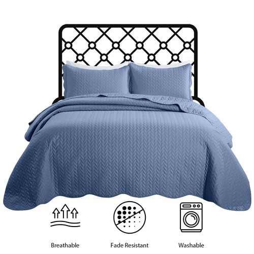 Reversible Bedspread Bedding Set Luxury Quilted Embossed Bed Throw Queen King US - Picture 41 of 73