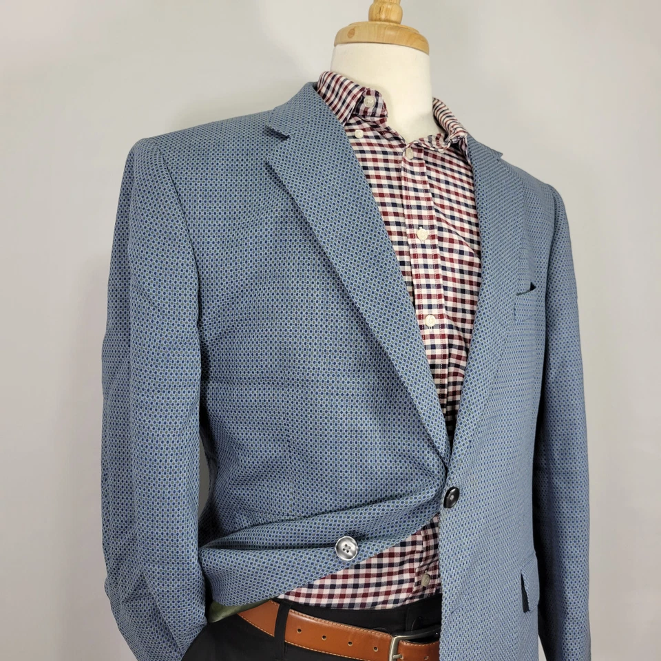 Charles Tyrwhitt Men's Sport Coat Blazer Two Button Blue Dots Size 46R Classic - Imagem 3 de 4